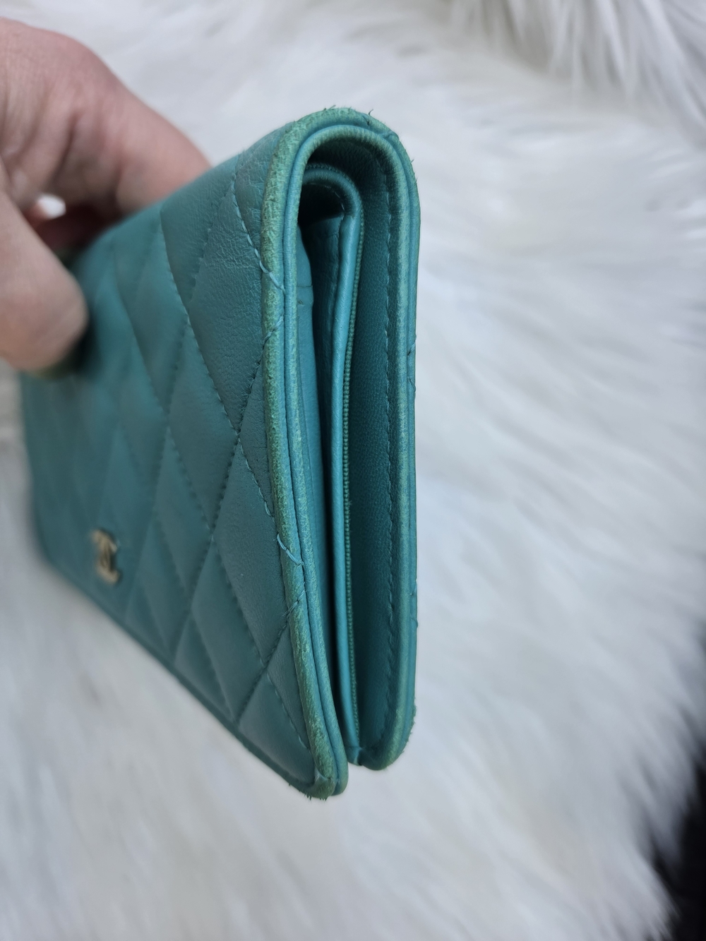 Chanel Quilted Calfskin Leather Flap Wallet Turquoise - Picture 7 of 12